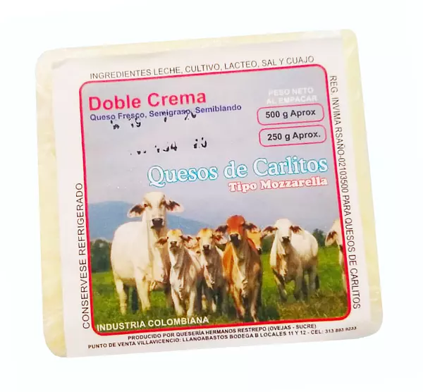 Queso Doble Crema Carlitos (Tajado) X 250 Gr